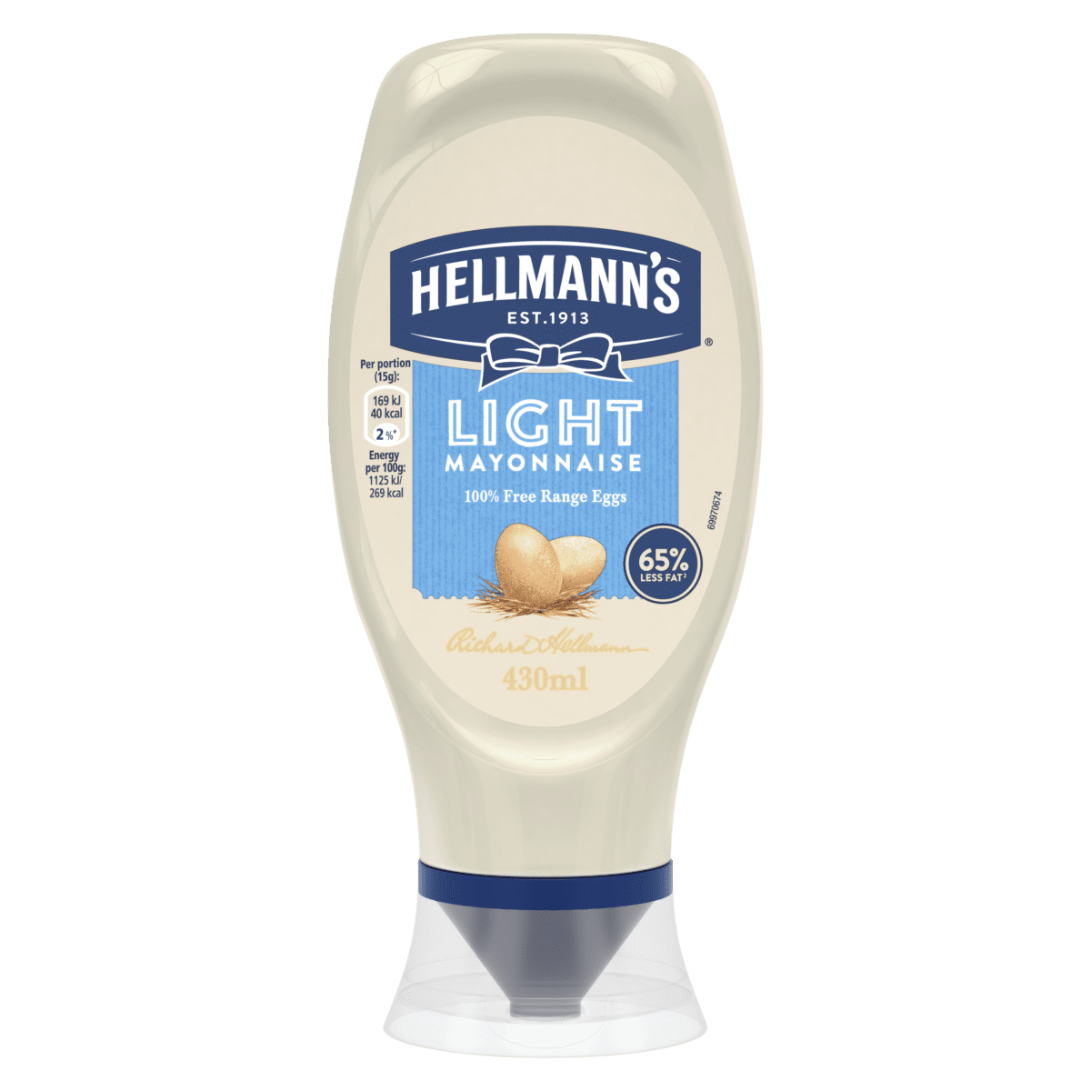 Hellmans Light Mayonnaise 47% Less Fat 420gm - Image 1