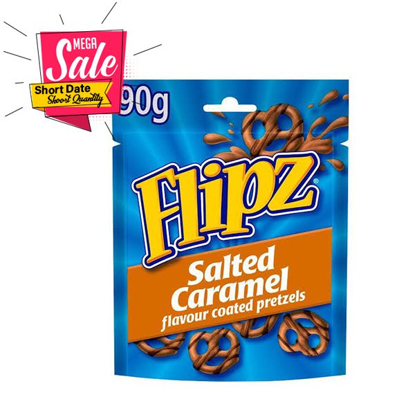 flipz salted caramel flavor coated pretzels 90g