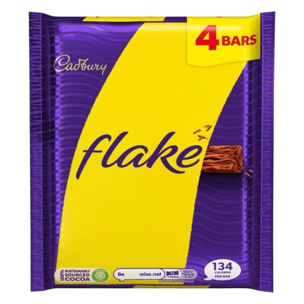 Cadbury Flake Chocolate Bar 4 Pack Multipack 102g