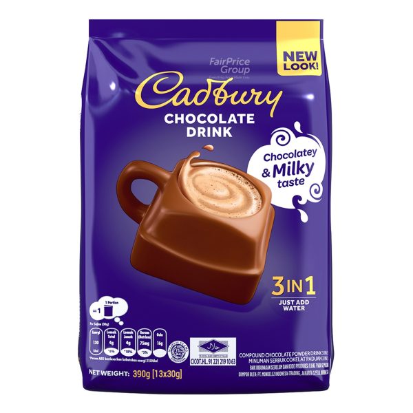 Cadbury 3 in 1 Hot Chocolate Drink Powder, 13 x 30gms
