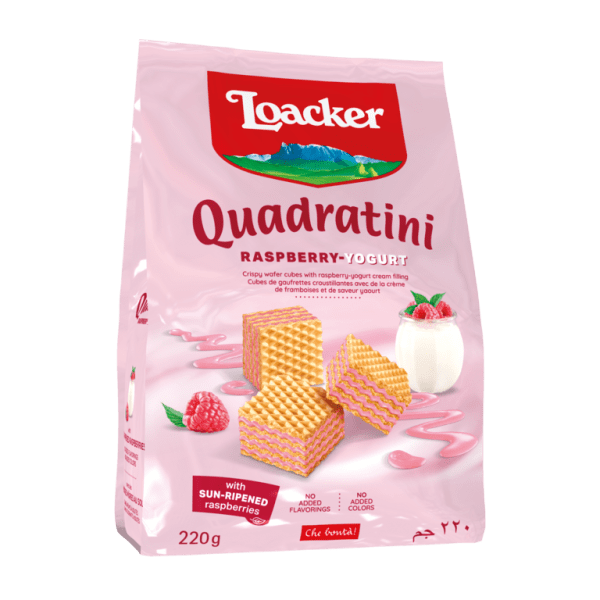 Loacker Quadratini Raspberry Yoghurt Wafer 220gm