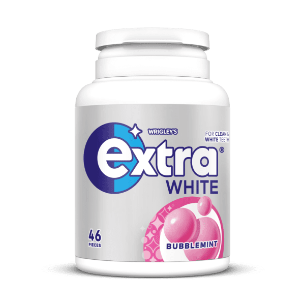EXTRA White Bubblemint Chewing Gum Sugarfree Bottle 46 Pieces
