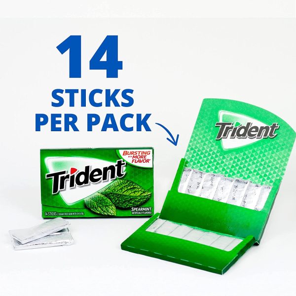 Trident Spare Mint Flavor Chewing Gum Full Box 14 sticks