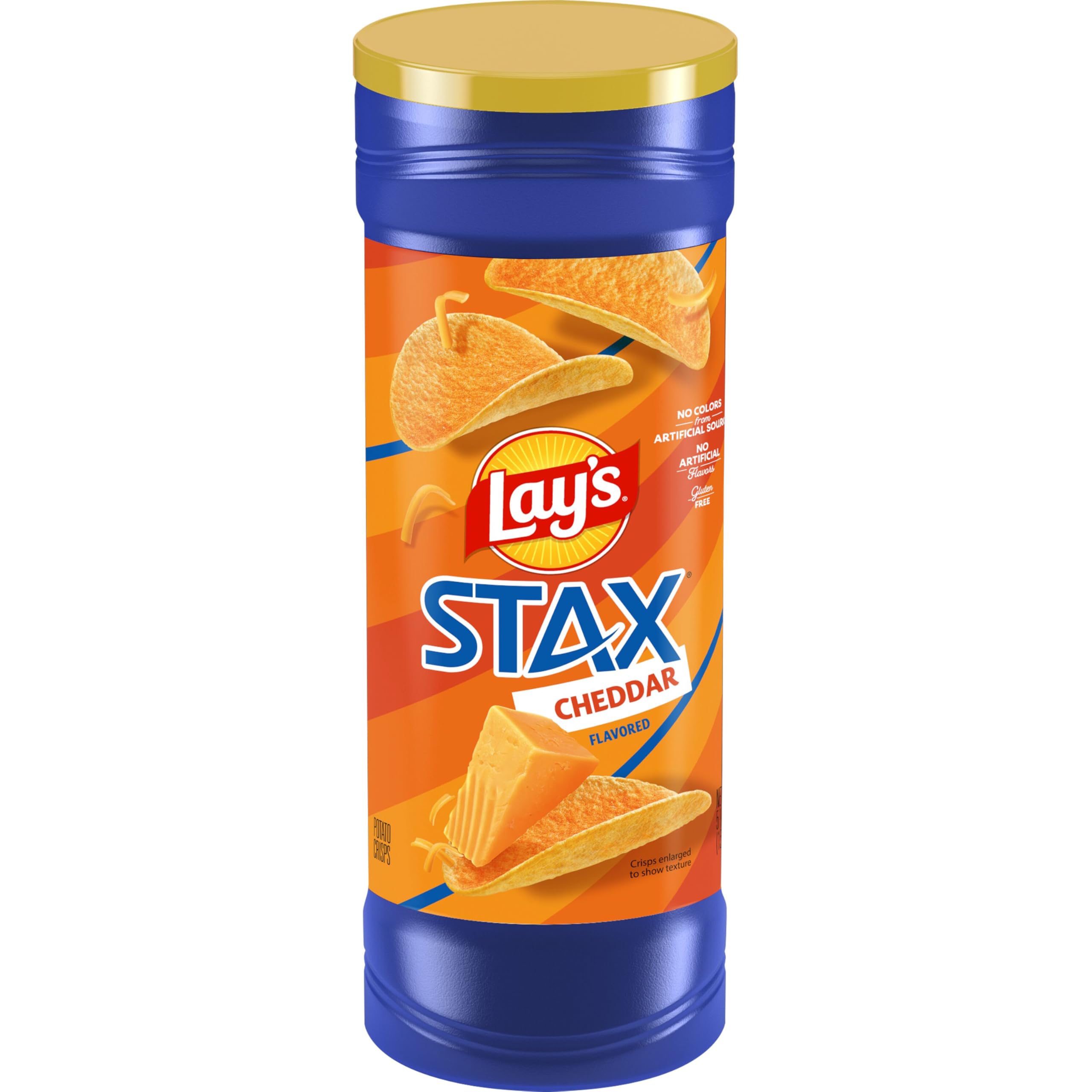 img_0368 Lays Stax Cheddar Potato Crisps 155.9 g - Image 1
