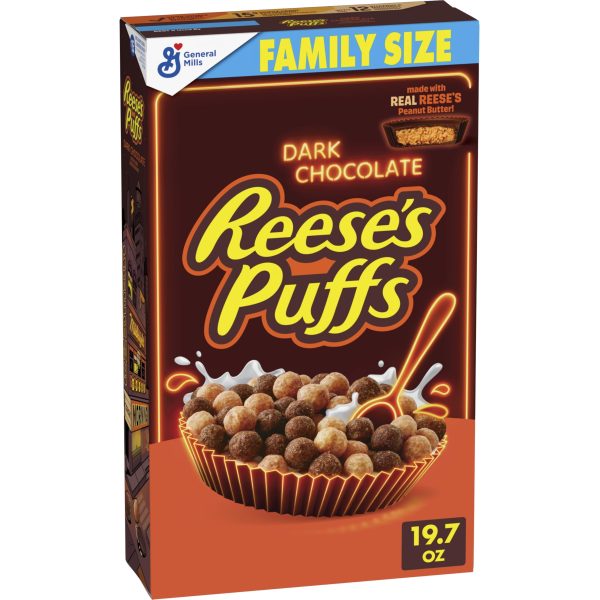 Reese's Puffs Dark Chocolate Peanut Butter Cereal Family Size 326gm
