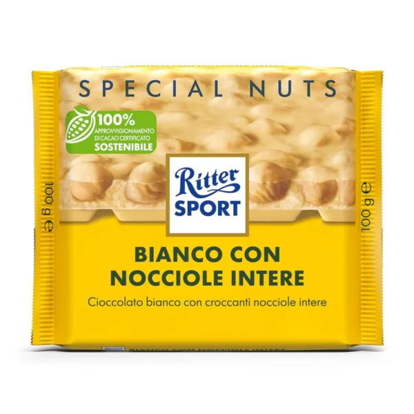 Ritter Sport Bianco Nocciole Intere, Cioccolato Bianco 100 g