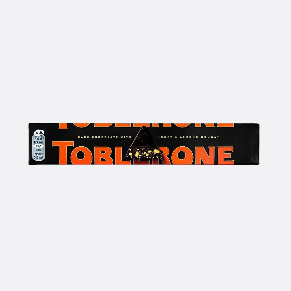 img_0548 Toblerone Dark Chocolate With Honey & Almond Nougat Bar 100g - Image 1