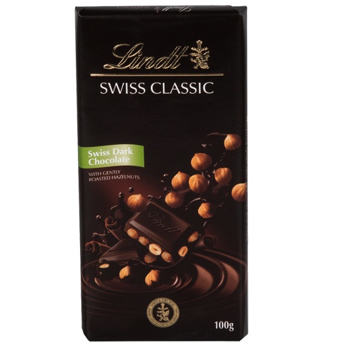 img_9250 Lindt Swiss Classic Dark Chocolate with Roasted Hazelnut 100gm - Image 1